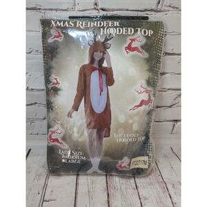 Christmas Reindeer Hooded Top Ladies‎ Med